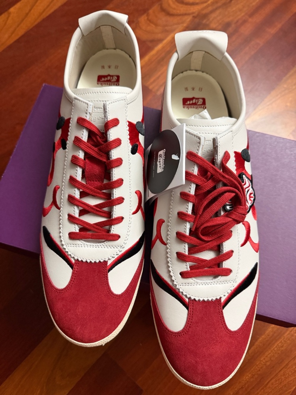 Onitsuka Tiger by Asics White and Red Low-Top Sneakers